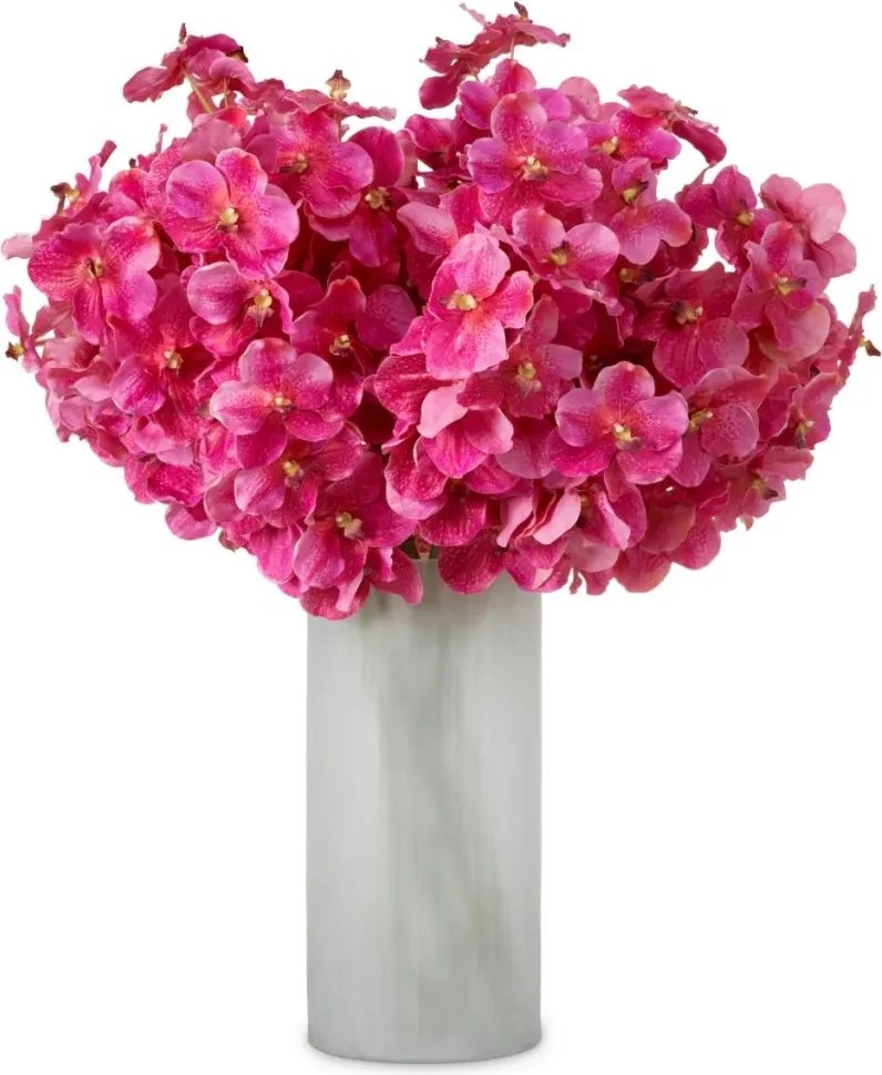 Buchet artificial LUX din 24 fire orhidee roz, Vanda Orchids