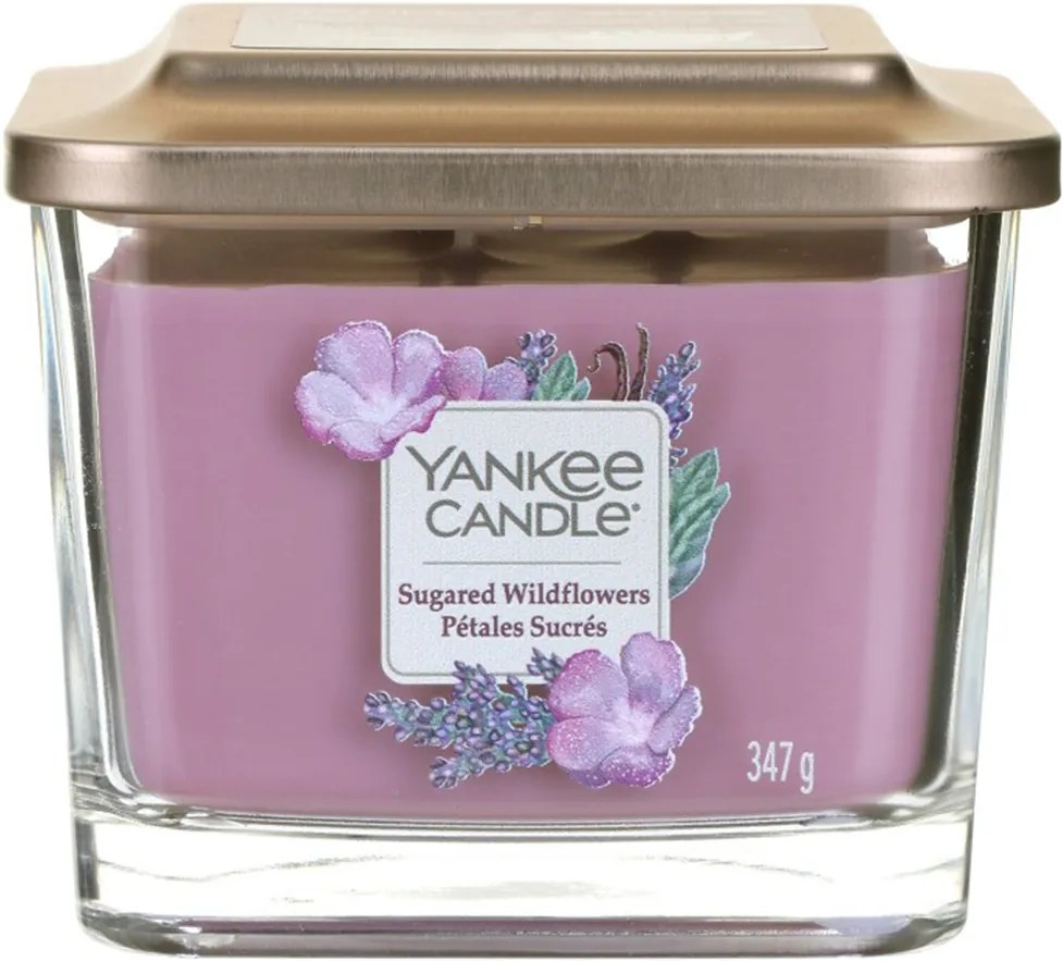 Yankee Candle parfumata lumanare Elevation Sugared Wildflowers pătrata mijlocie 3 fitile