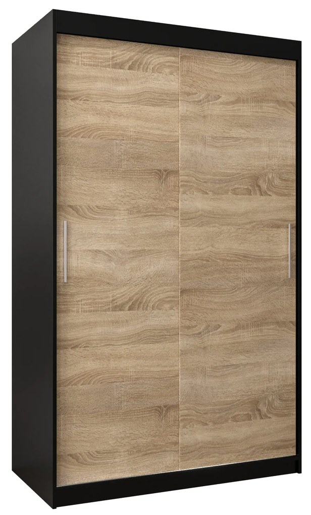 Dulap de haine 120 cm Toki (negru mat + stejar sonoma). 1064810