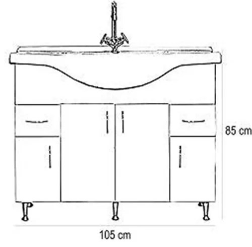 Dulap inferior Bianca Plus 105 cu lavoar, culoare Aida nuc