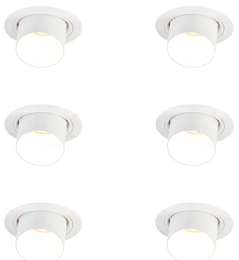 Set de 6 spoturi încastrate moderne albe rotunde înclinabile - Installa