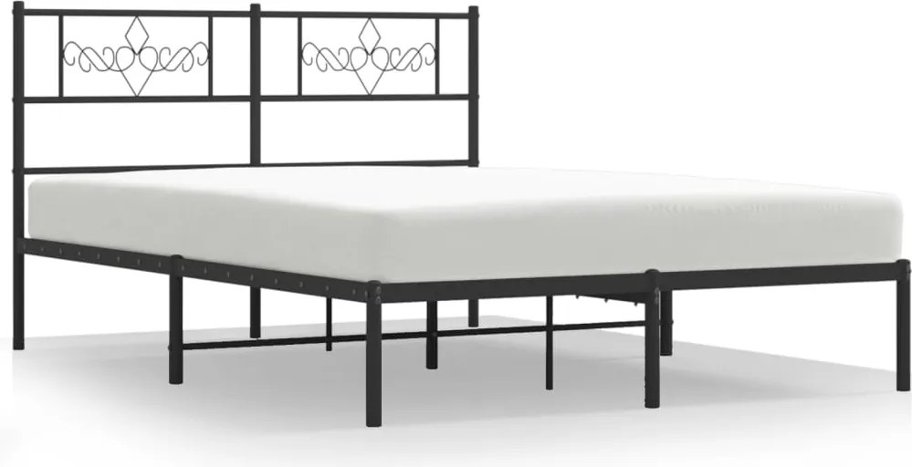 vidaXL Cadru de pat metalic cu tăblie, negru, 120x200 cm