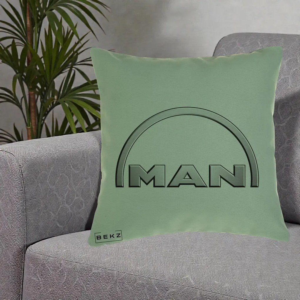 Perna Personalizata cu emblema MAN, 40x40 cm, Verde, Husa Detasabila, Perna Inclusa, BEKZ®