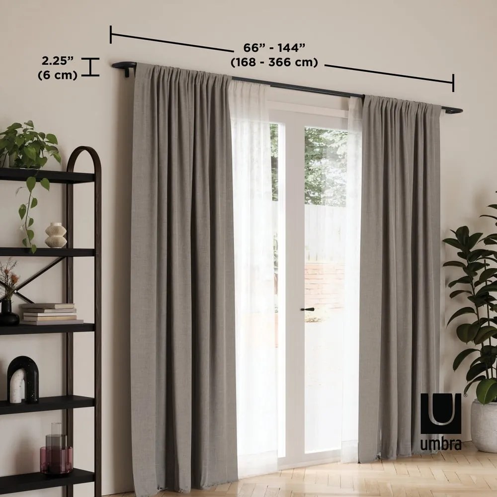 Galerie de perdea 168 - 365 cm extensibilă/dublă din oțel Twilight – Umbra