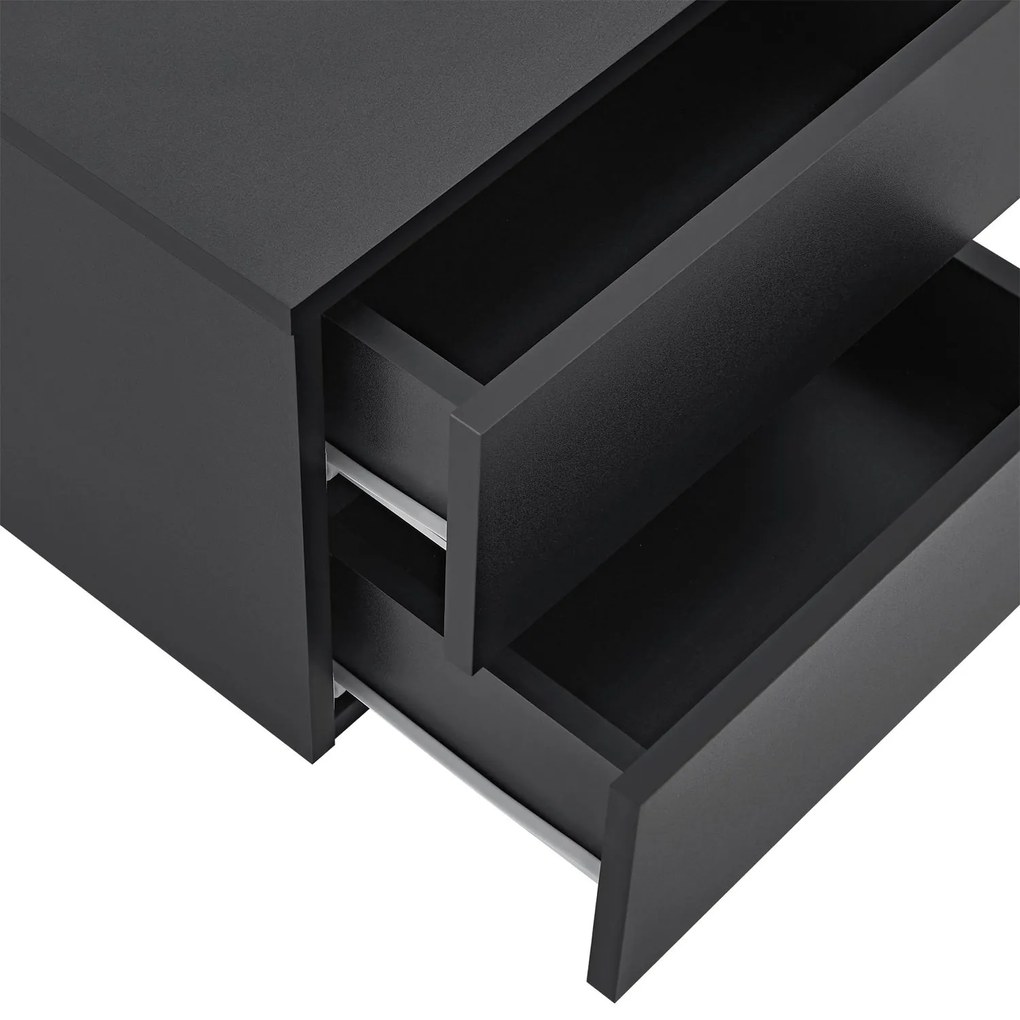 Noptiera 40x29x30 cm cu 2 sertare, neagra