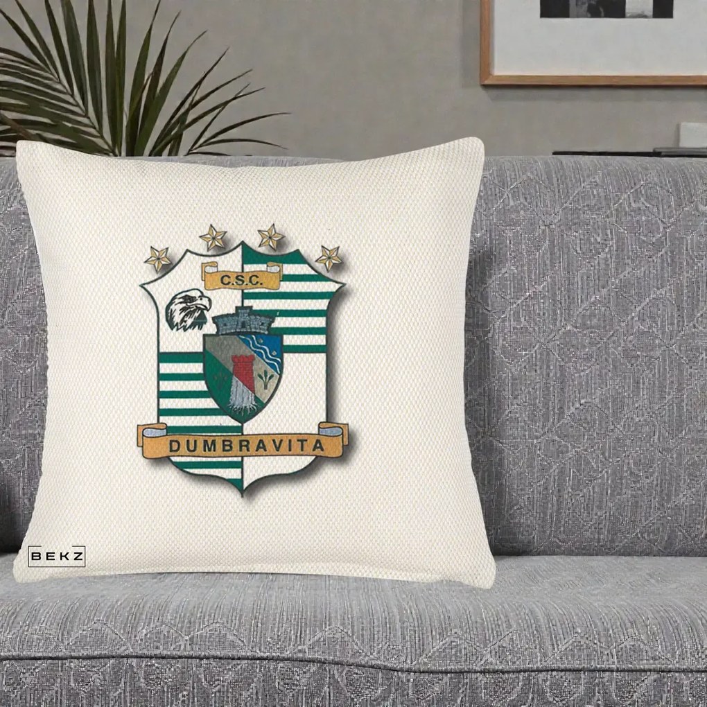 Perna Personalizata CSC Dumbravita Fotbal, 40x40 cm, Crem Reliefat, Husa Detasabila, Perna Inclusa, BEKZ®