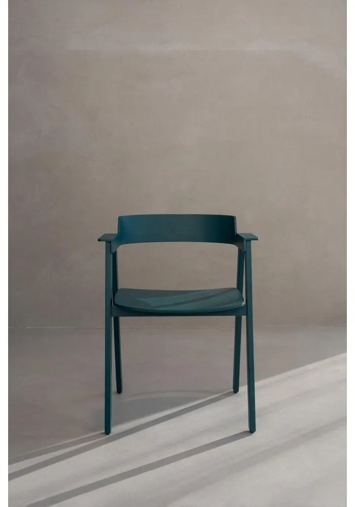 Scaun de dining petrol cu cotiere din lemn de stejar Flip – Gazzda