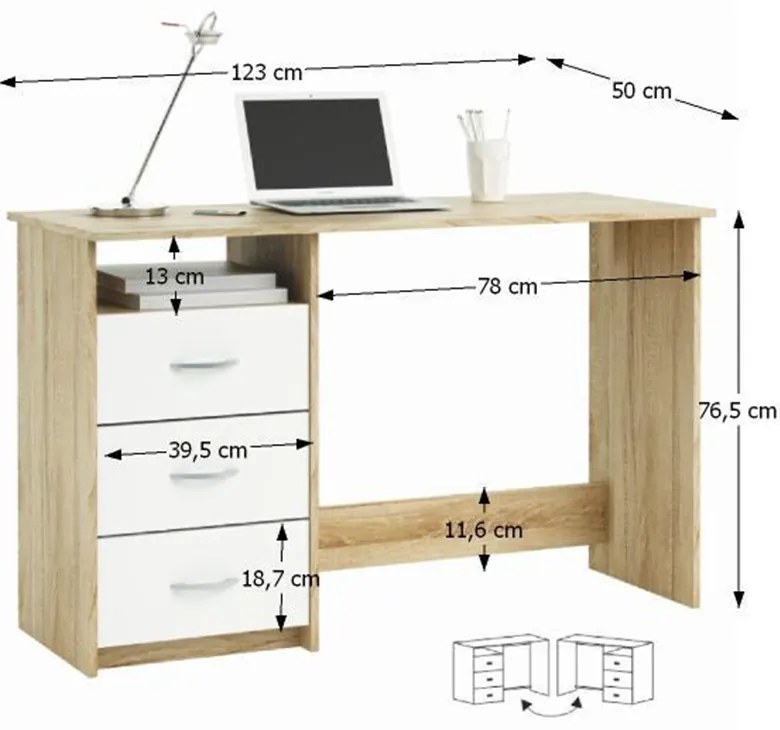 Masuta PC , stejar sonoma alb, LARISTOTE 101000