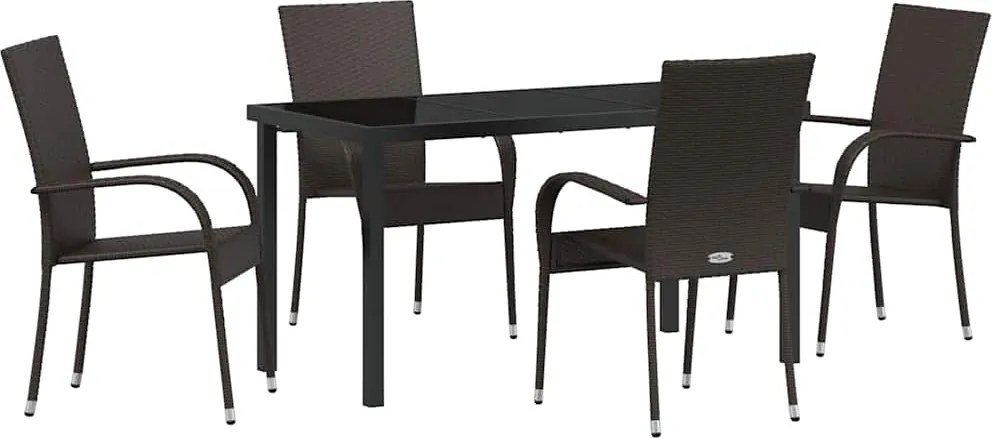 vidaXL Set de masă pentru grădină 5 pcs Maro Oțel vopsit electrostatic