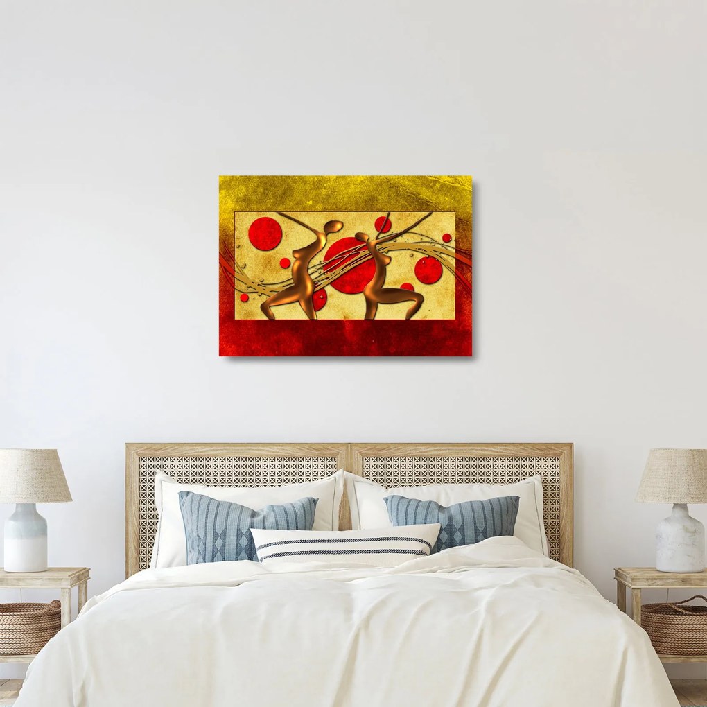 Tablou pe sticlă abstract cu două femei (70x50 cm)