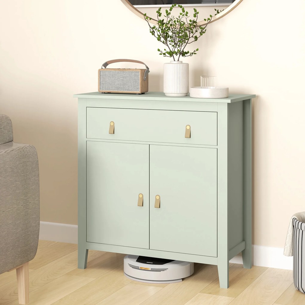 HOMCOM Bufet pentru living, corp de depozitare cu sertar, uși duble, poliță reglabilă, 80 x 40 x 90 cm, verde deschis | Aosom Romania