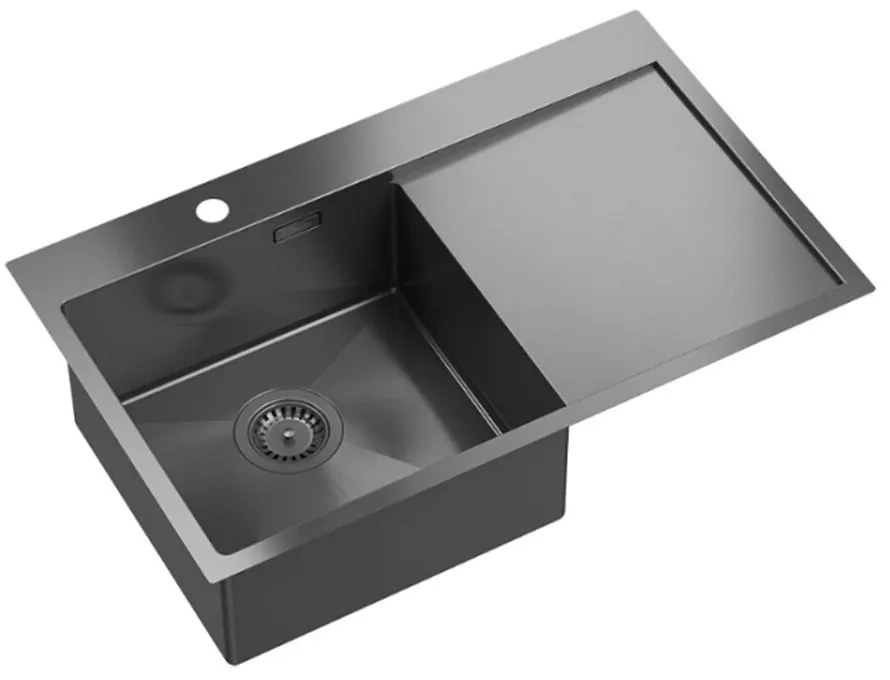 Chiuveta inox incastrata Quadron Unique Russel 111 finisaj grafit 78x48 cm