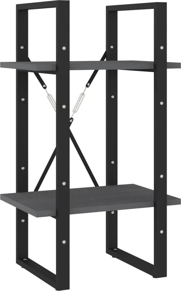 vidaXL Bibliotecă cu 2 rafturi, gri, 40x30x70 cm, lemn masiv de pin