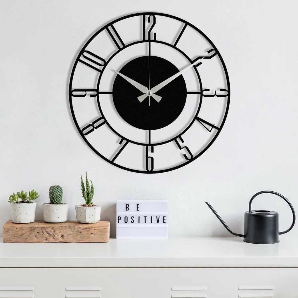 Ceas de perete Roma S011 Black , 48 x 48 cm