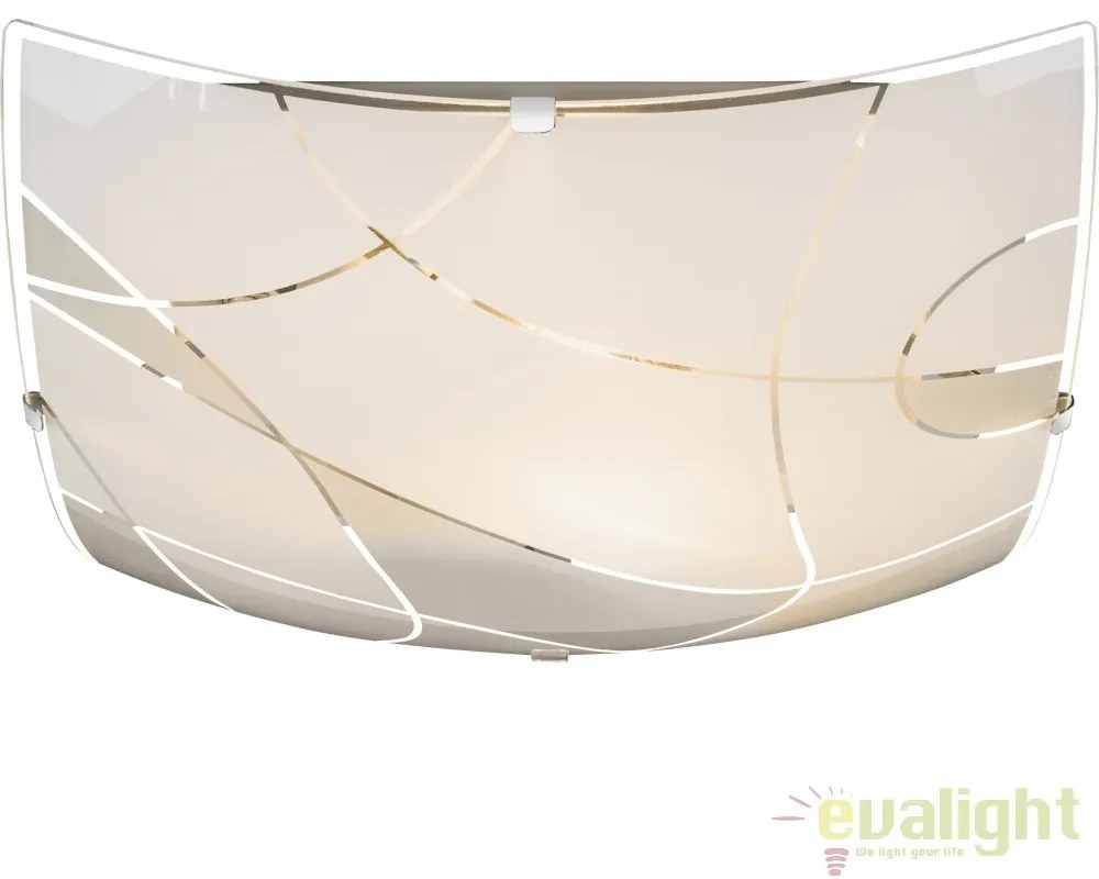 Plafoniera design elegant din sticla satin cu linii decorative 25x25 cm Paranja 40403-1 GL