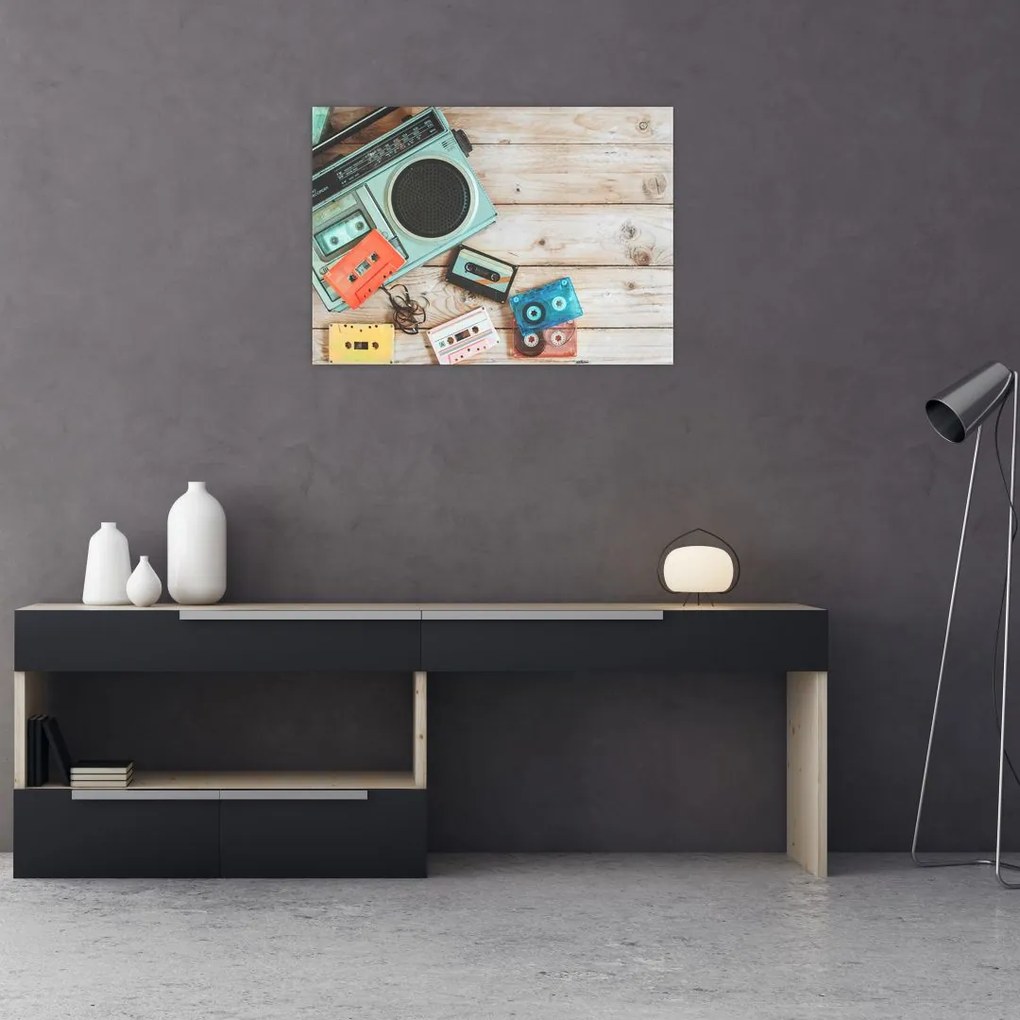 Tablou pe sticlă - Radio retro (70x50 cm)