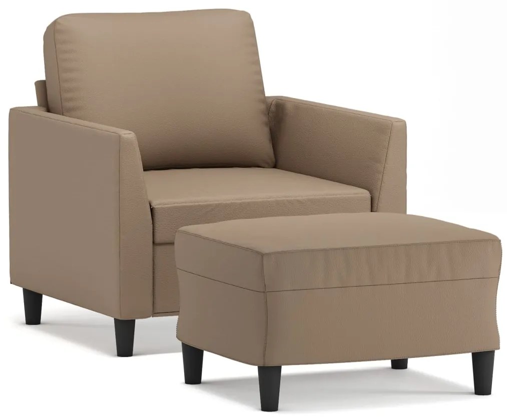 3153496 vidaXL Fotoliu canapea cu taburet, cappuccino, 60 cm, piele ecologică