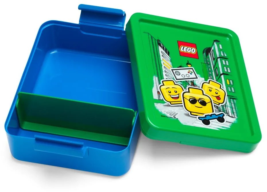 Cutie pentru gustare cu capac verde LEGO® Iconic, albastru