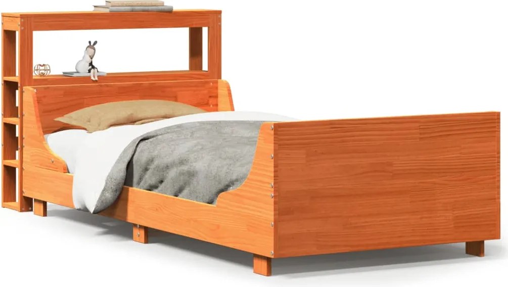 vidaXL Cadru pat fără saltea, maro ceruit, 75x190 cm, lemn masiv pin