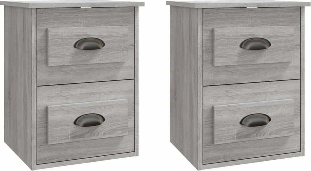 vidaXL Noptiere suspendate pe perete, 2 buc., gri sonoma, 41,5x36x53cm