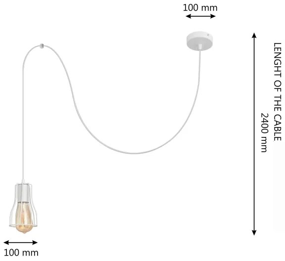 Lustră pe cablu TUBE LONG 1xE27/15W/230V alb