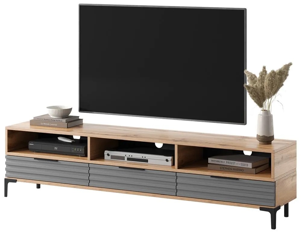 Dulap TV Ricko 3D (stejar natural + gri). 1098751
