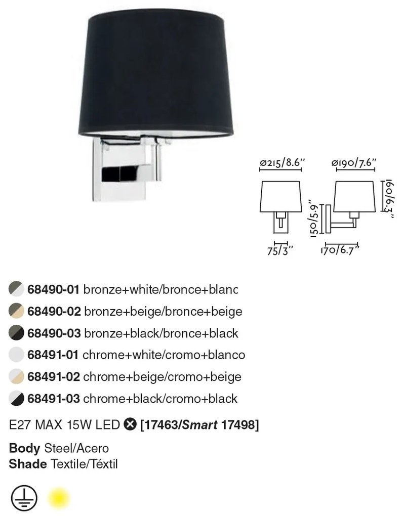 Aplica de perete design elegant ARTIS bronz/bej