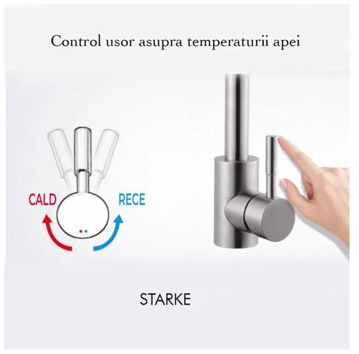 Baterie Bucătărie din Inox Satinat, Model CF001 – Eleganță și Funcționalitate pentru Orice Bucătărie Modernă