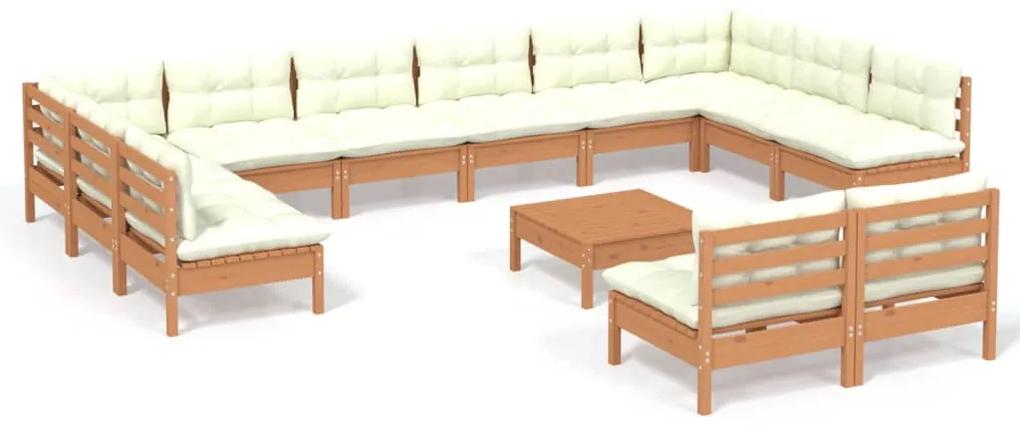 3097232 vidaXL Set mobilier de grădină cu perne 13 piese maro miere lemn pin