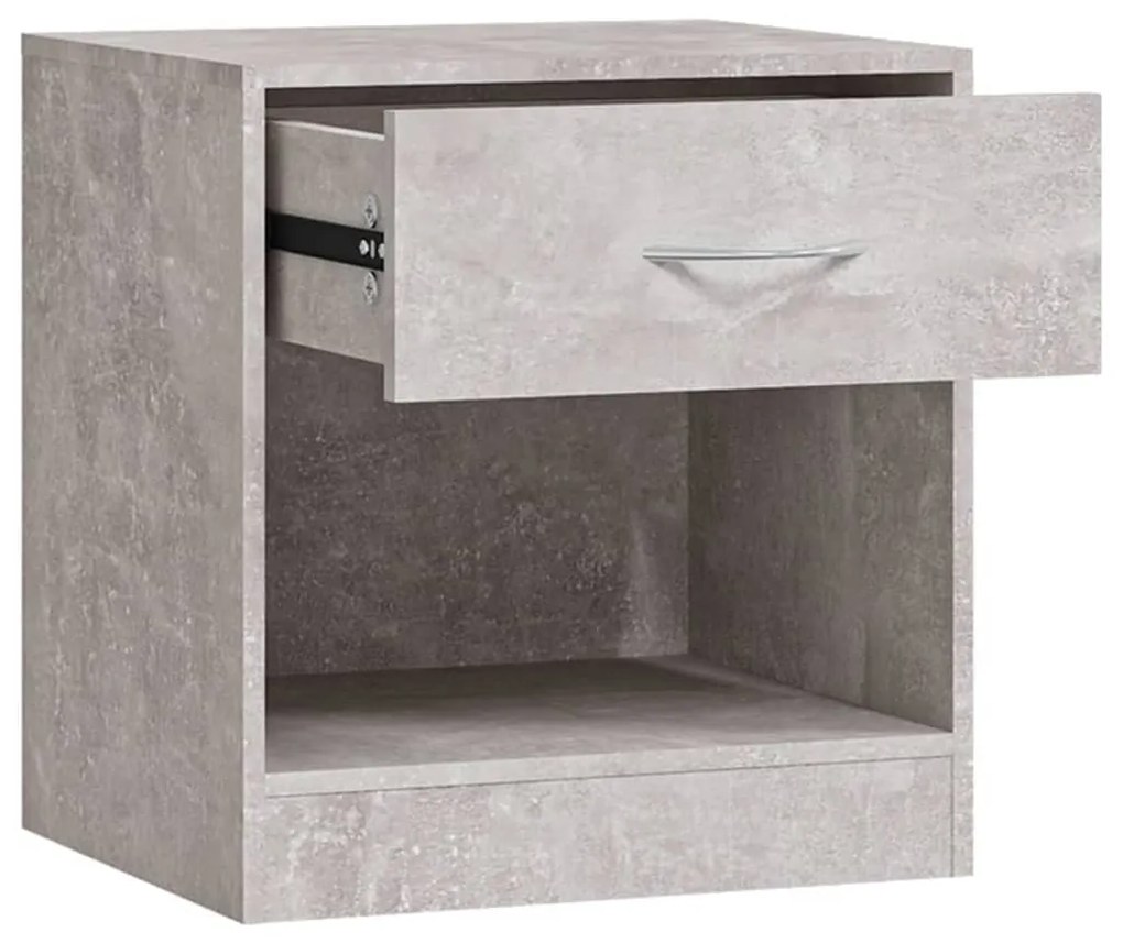 Noptiere cu sertar, 2 buc., gri beton