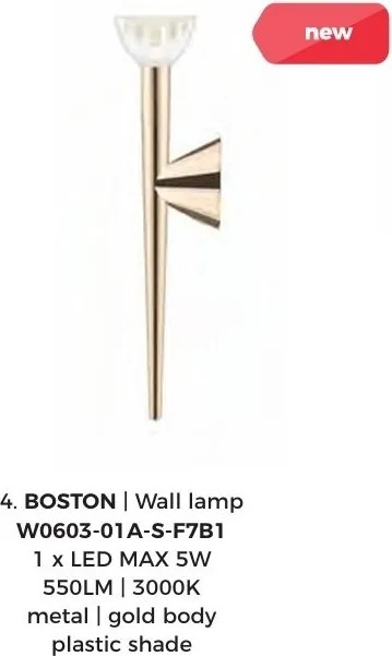 Aplica de perete LED modern BOSTON auriu
