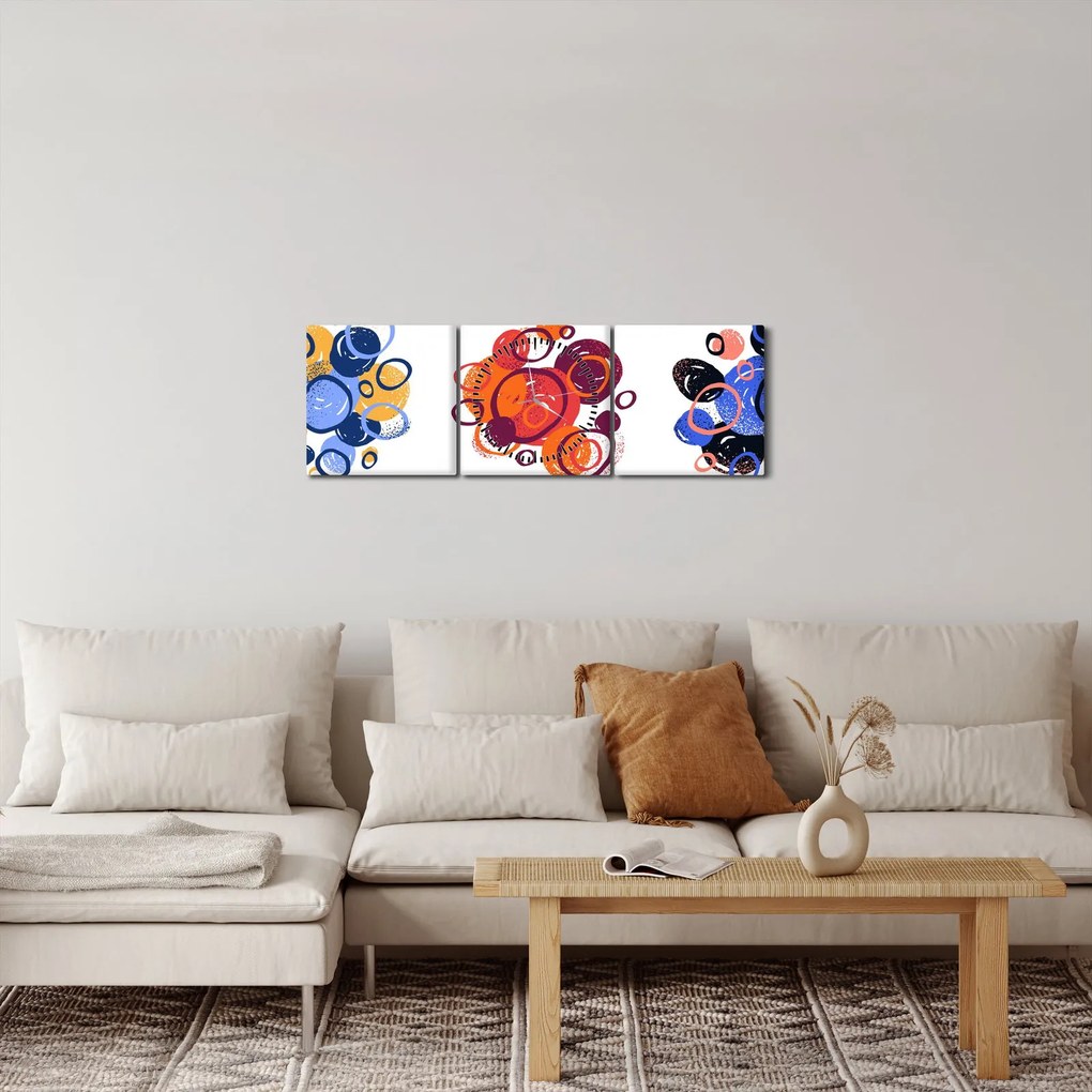 Tabloul cercuri colorate (cu ceas) (90x30 cm)