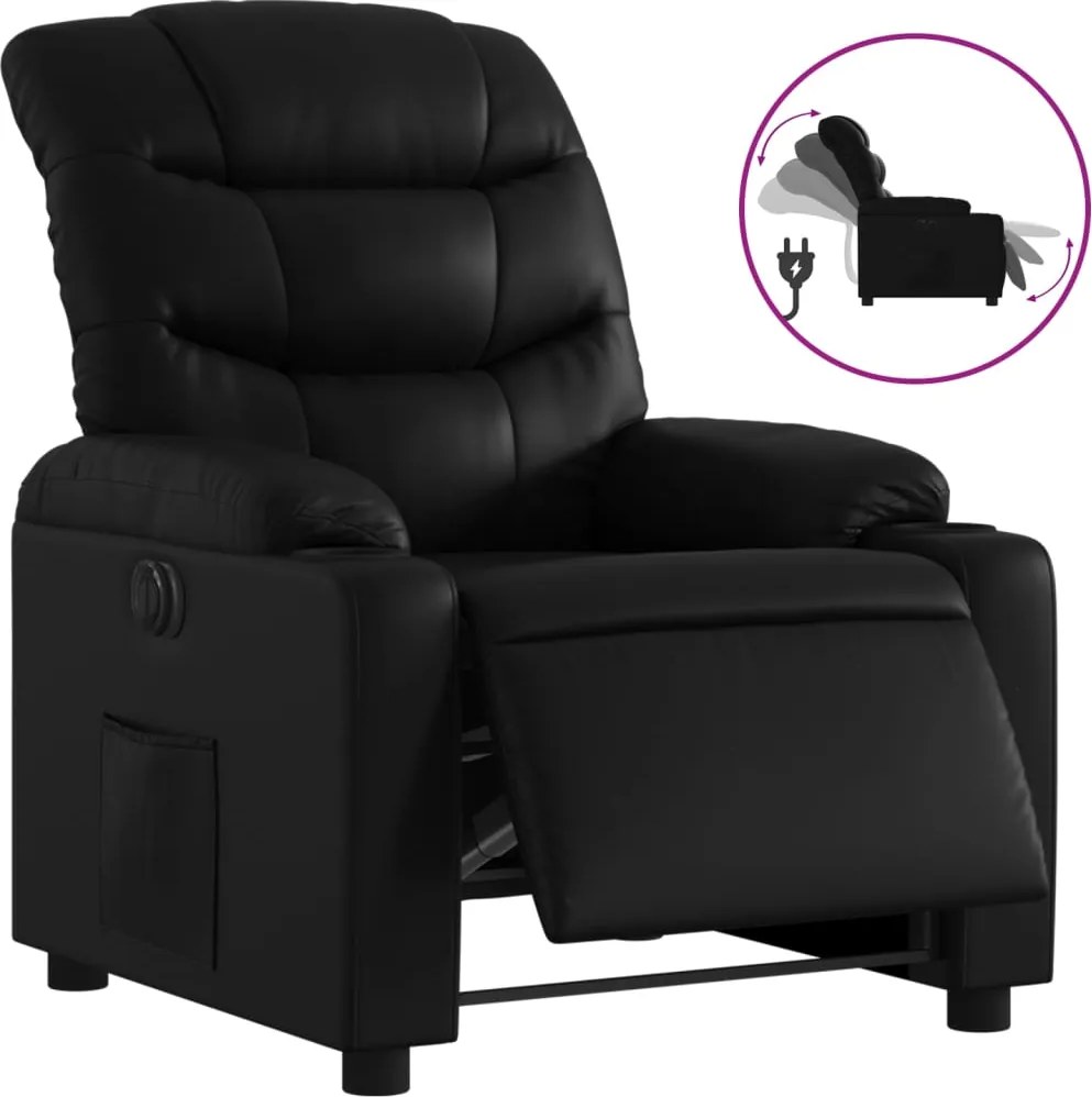vidaXL Fotoliu rabatabil electric, negru, piele ecologică
