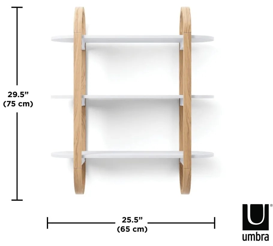 Raft alb/în culoare naturală etajat cu aspect de lemn exotic Bellwood – Umbra