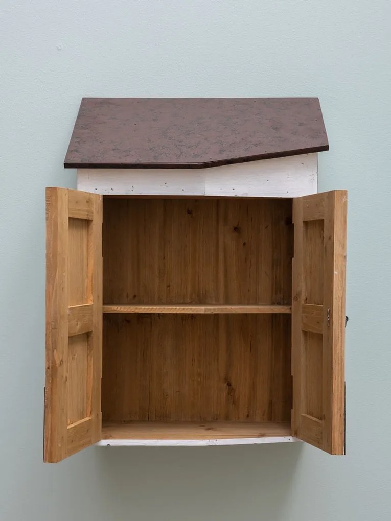 Dulăpior de perete din lemn de Paulownia și metal, „Fisherman House”