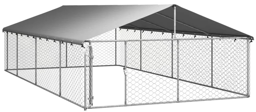 Padoc pentru caini de exterior, cu acoperis, 600x300x150 cm