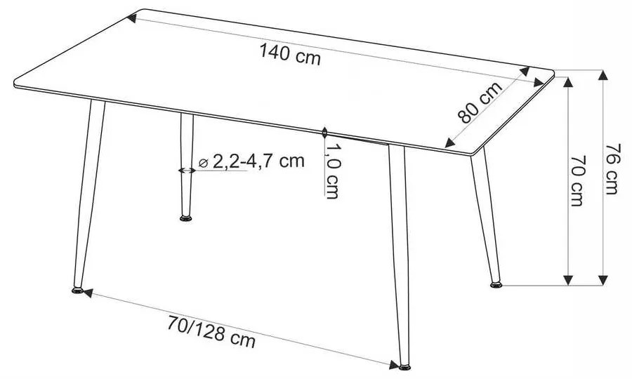 Masă de bucătărie Webster 140 cm, marmură / negru