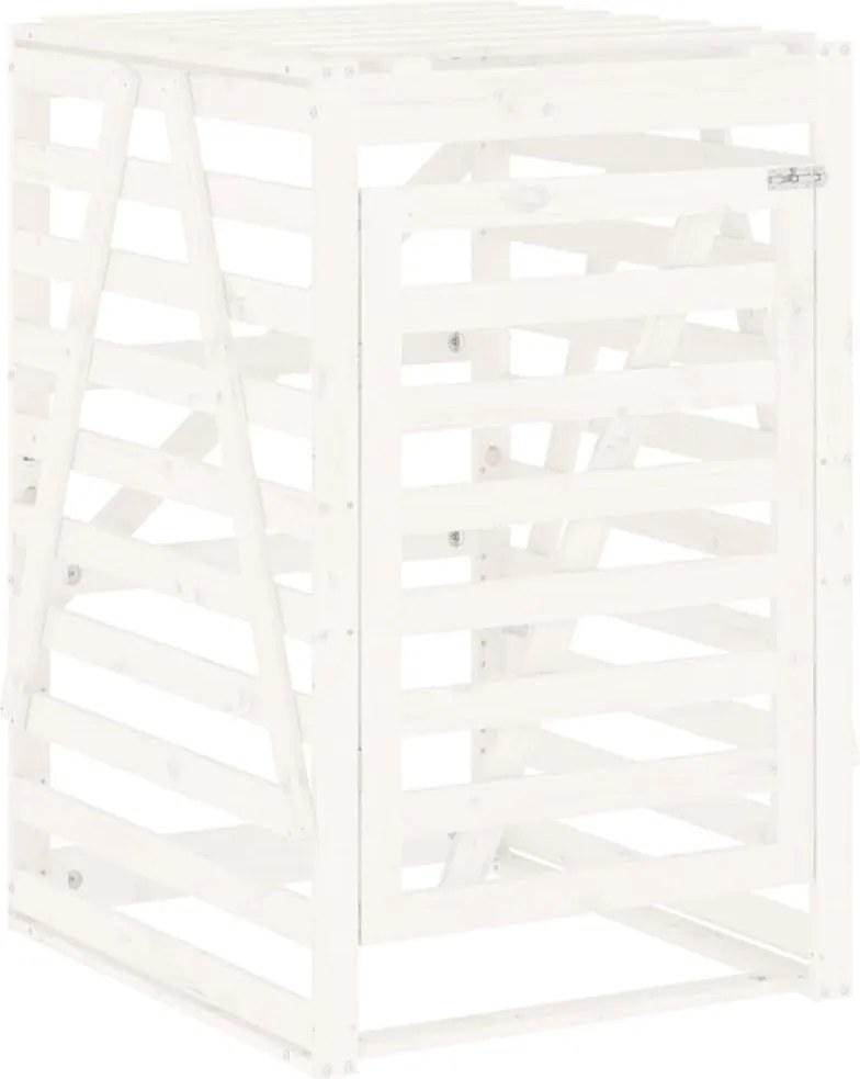 vidaXL Depozitare coș de gunoi, alb, 84x90x128,5 cm, lemn masiv de pin