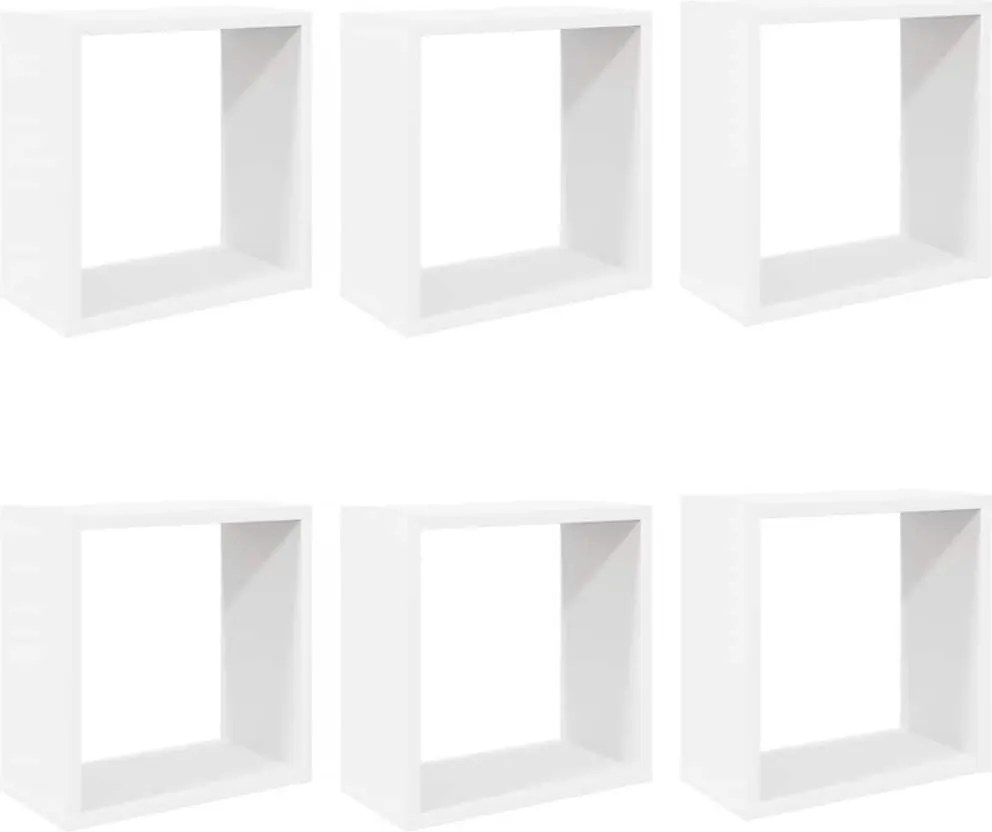 vidaXL Rafturi de perete cub, 6 buc., alb, 30x15x30 cm