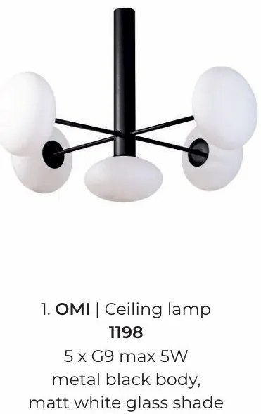 Lustra moderna cu 5 surse de lumina Omi negru