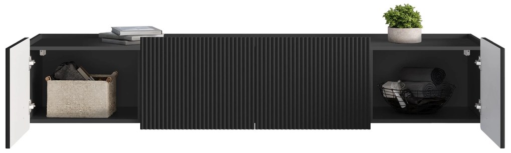 Comodă TV suspendată Malmi 200 cm - negru mat / negru