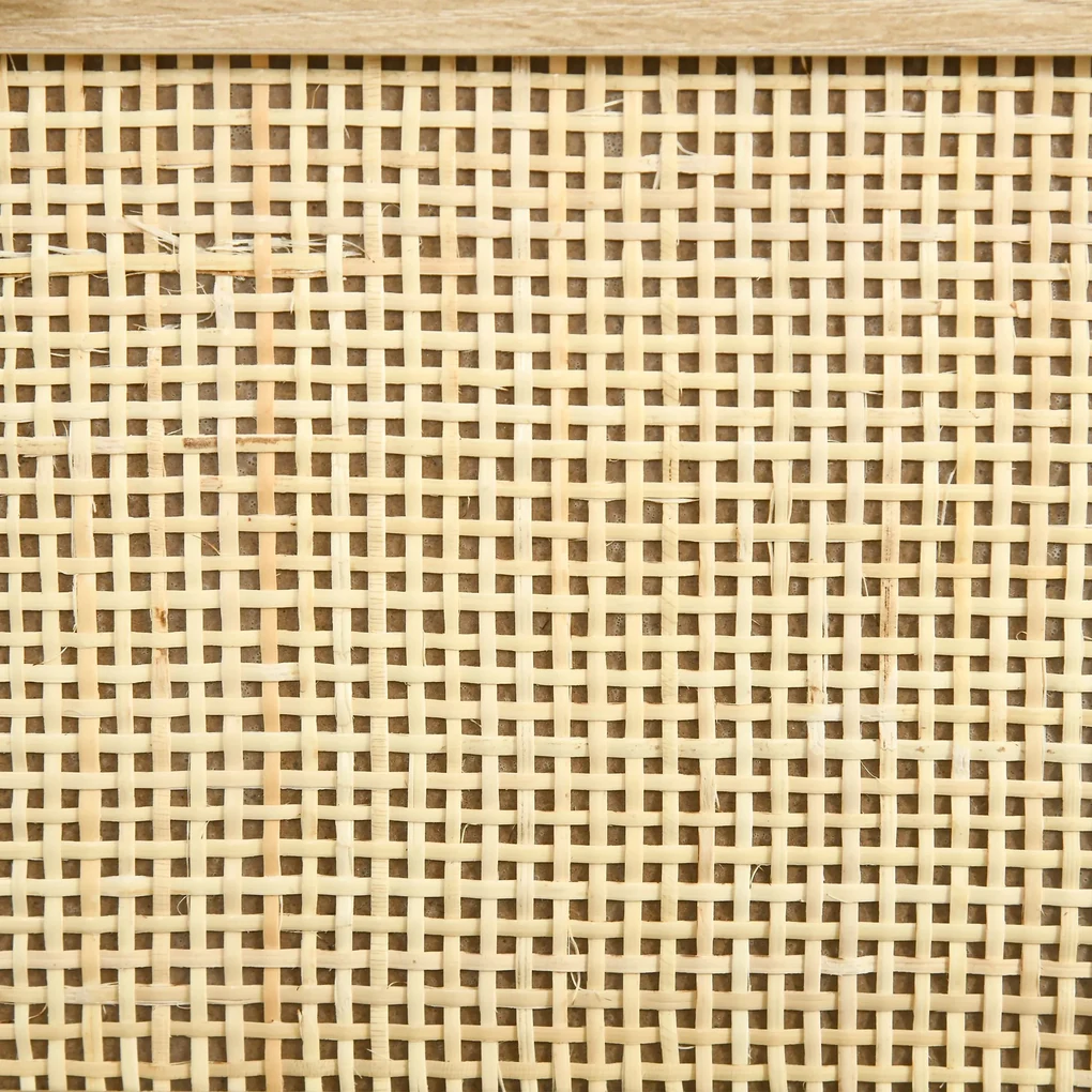 HOMCOM Comodă 4 Sertare, Mobilier Sufragerie/Dormitor, PAL și Ratan, 80x38x80cm, Negru/Lemn Natural | Aosom Romania