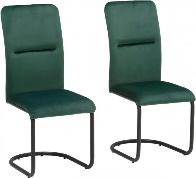 Set de 2 scaune Amabella Freja, catifea /metal, verde, 43x54x97 cm