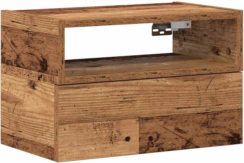 vidaXL Noptieră de perete, Lemn vechi, 45x26x28,5 cm