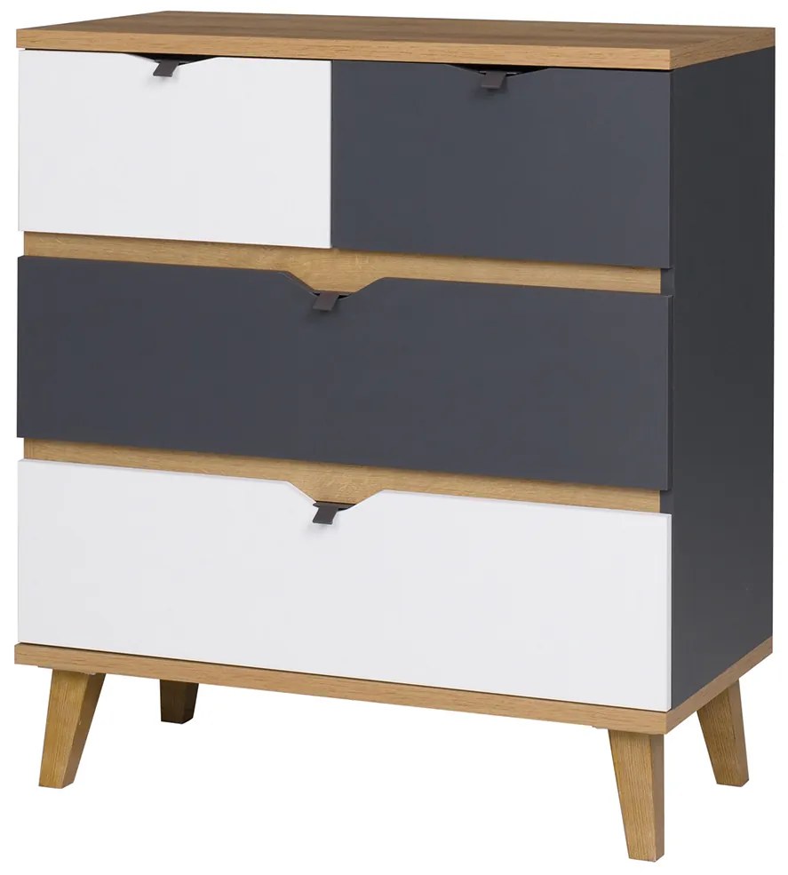 Comodă Mimone K4SZ (Stejar auriu + Alb mat + grafit). 1051783