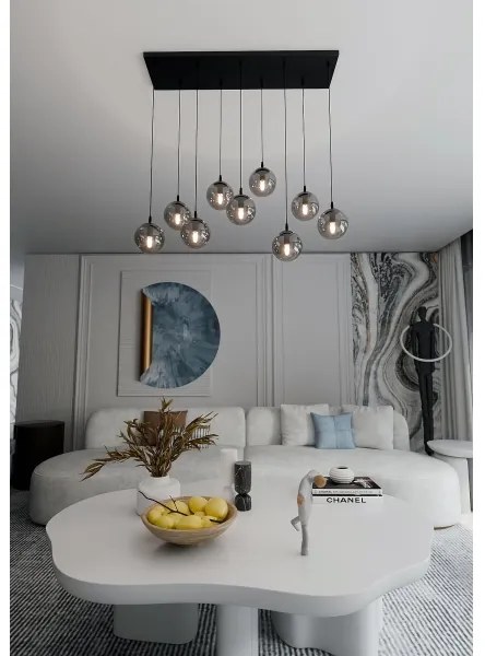 Lustră pe cablu COSMO 9xE14/10W/230V negru/gri