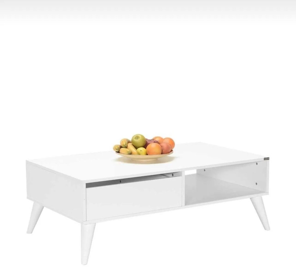 Masuta Cafea cu sertar Adore Living, Alb - Lemn Natural, 110 x 42 x 65 Cm