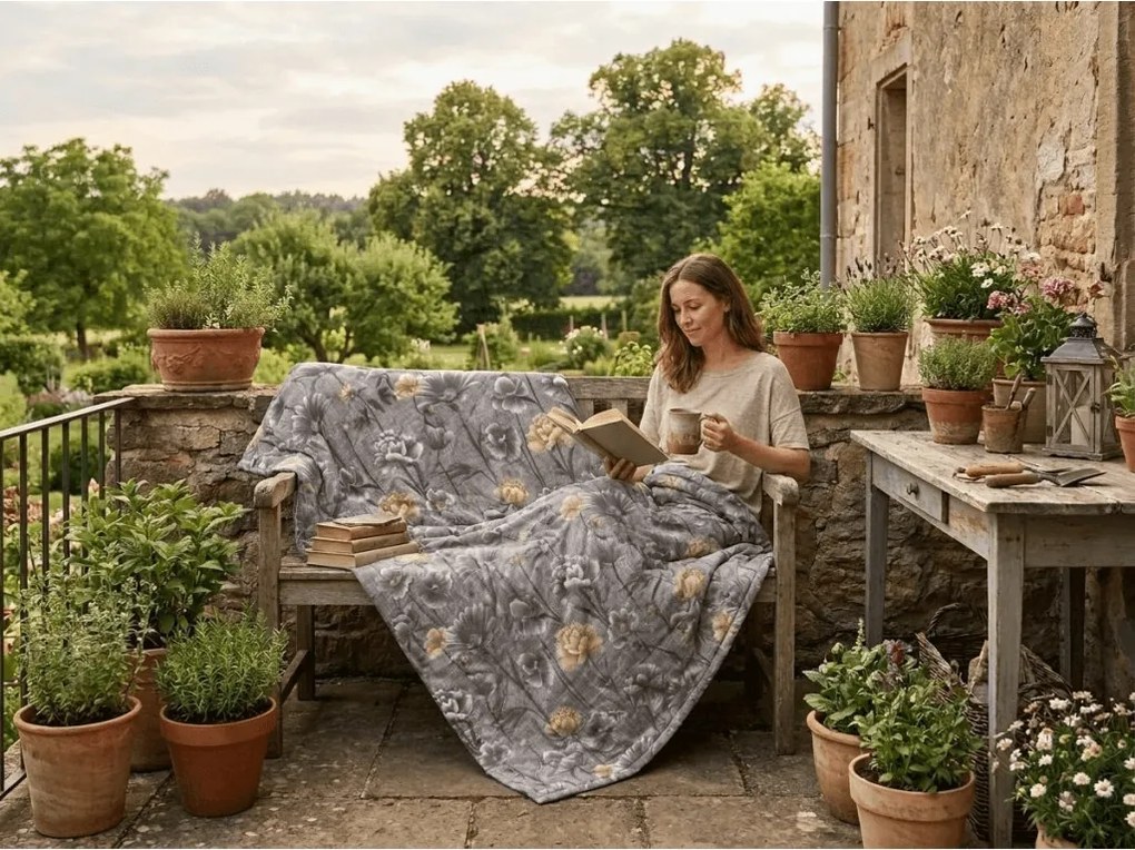 Plapuma de vara FLORVEX 140x200 cm, gri