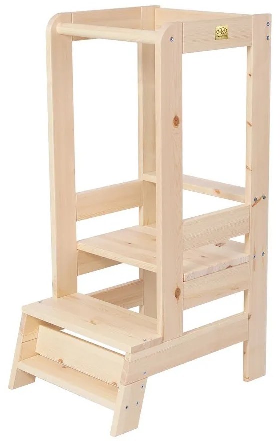 Turn de învățare în culoare naturală din lemn de pin Montessori – Meowbaby