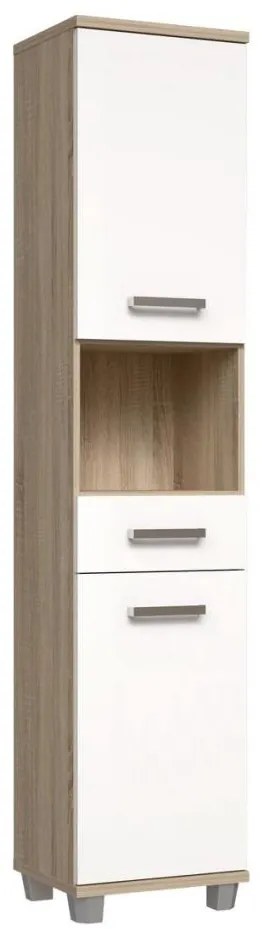 Dulap pentru baie VENOM, alb/stejar Sonoma